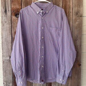 UNTUCKit X-Large Relaxed Fit Long Sleeve Men's Dress Shirt Plaid Red Blue Maroon